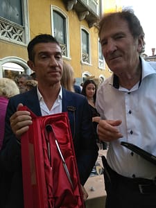 Simone Cenedese e Luciano Chinese a Palazzo Franchetti per il premio ricevuo da Simone Cenedese al Venice Glass Week
